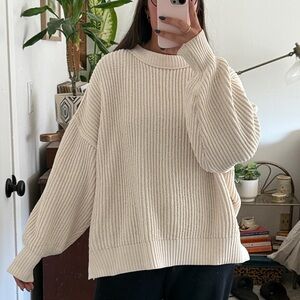 Aerie Cream Ribbed Chunky Sweater
